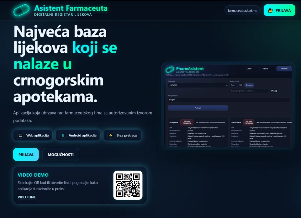 Pharmacy Assistant landing page interface